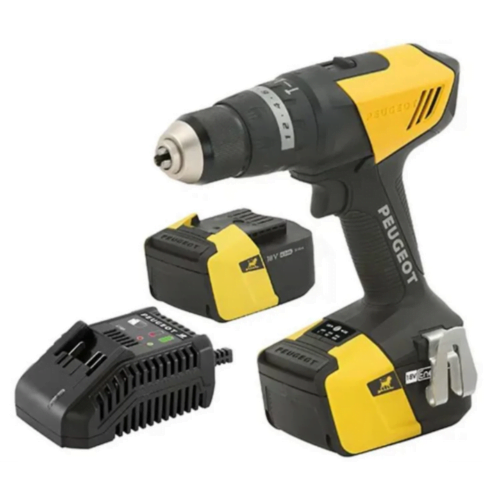 Perceuse à percussion Peugeot ENERGYDRILL 18V + 2 batteries 4 Ah + chargeur rapide + coffret